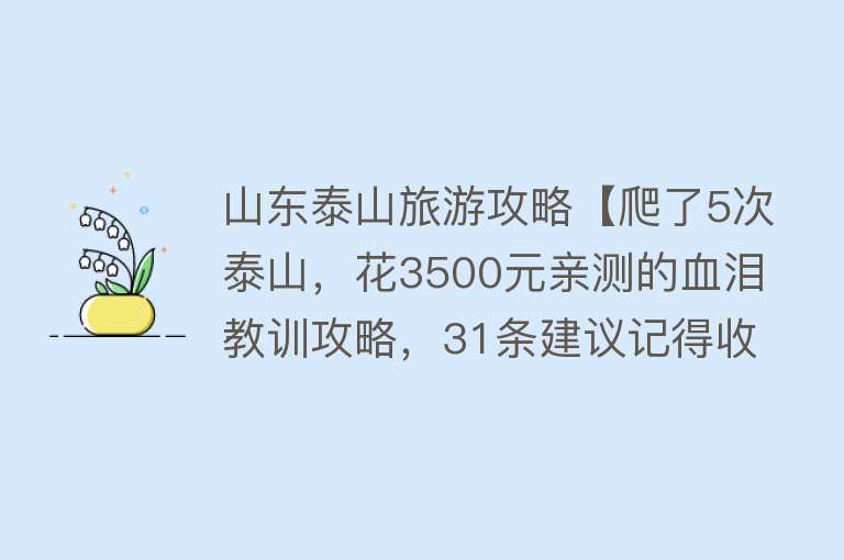 山东泰山旅游攻略【爬了5次泰山，花3500元亲测的血泪教训攻略，31条建议记得收藏】