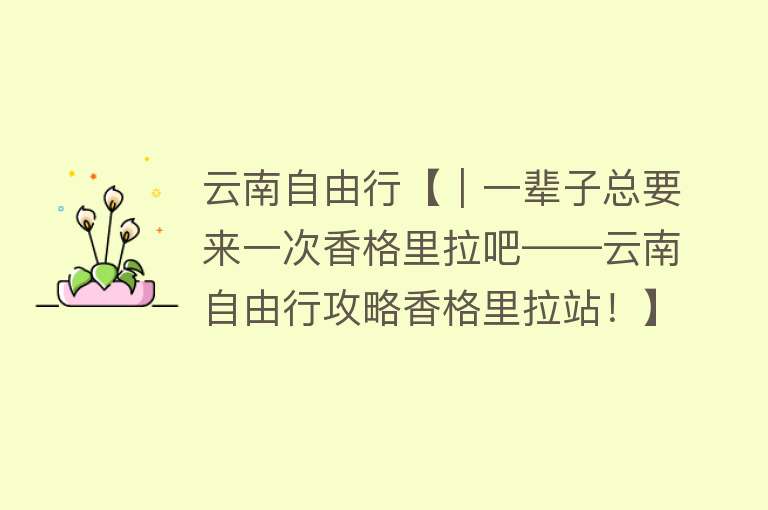 云南自由行【｜一辈子总要来一次香格里拉吧——云南自由行攻略香格里拉站！】