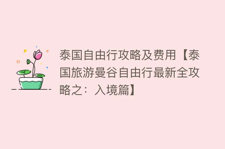 泰国自由行攻略及费用【泰国旅游曼谷自由行最新全攻略之：入境篇】