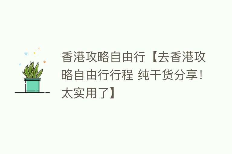 香港攻略自由行【去香港攻略自由行行程 纯干货分享！太实用了】