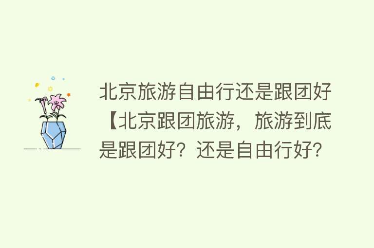 北京旅游自由行还是跟团好【北京跟团旅游，旅游到底是跟团好？还是自由行好？来听听旅游从业者的感受】