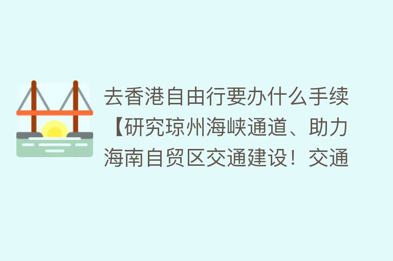 去香港自由行要办什么手续【研究琼州海峡通道、助力海南自贸区交通建设！交通运输部这个方案干货满满！】