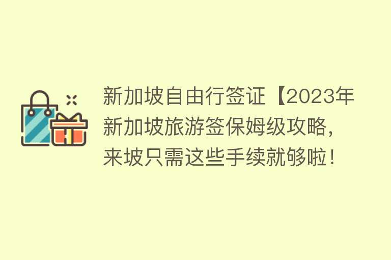 新加坡自由行签证【2023年新加坡旅游签保姆级攻略，来坡只需这些手续就够啦！】