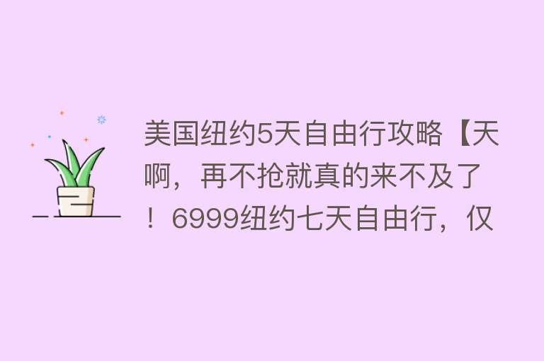 美国纽约5天自由行攻略【天啊，再不抢就真的来不及了！6999纽约七天自由行，仅此一次！】