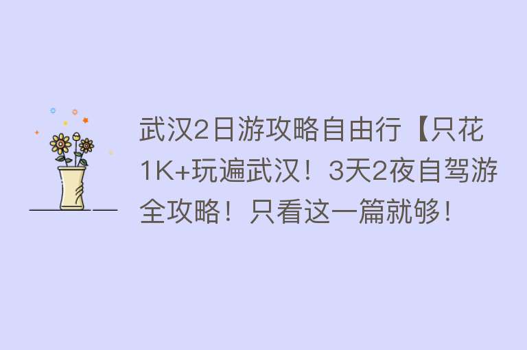 武汉2日游攻略自由行【只花1K+玩遍武汉！3天2夜自驾游全攻略！只看这一篇就够！】