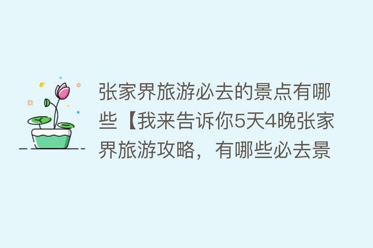 张家界旅游必去的景点有哪些【我来告诉你5天4晚张家界旅游攻略，有哪些必去景点的？】